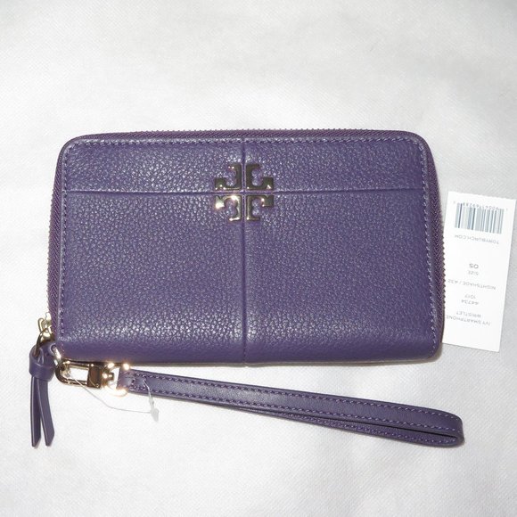 Tory Burch Wristlet In Nightshade Leather - Picture 2 of 12